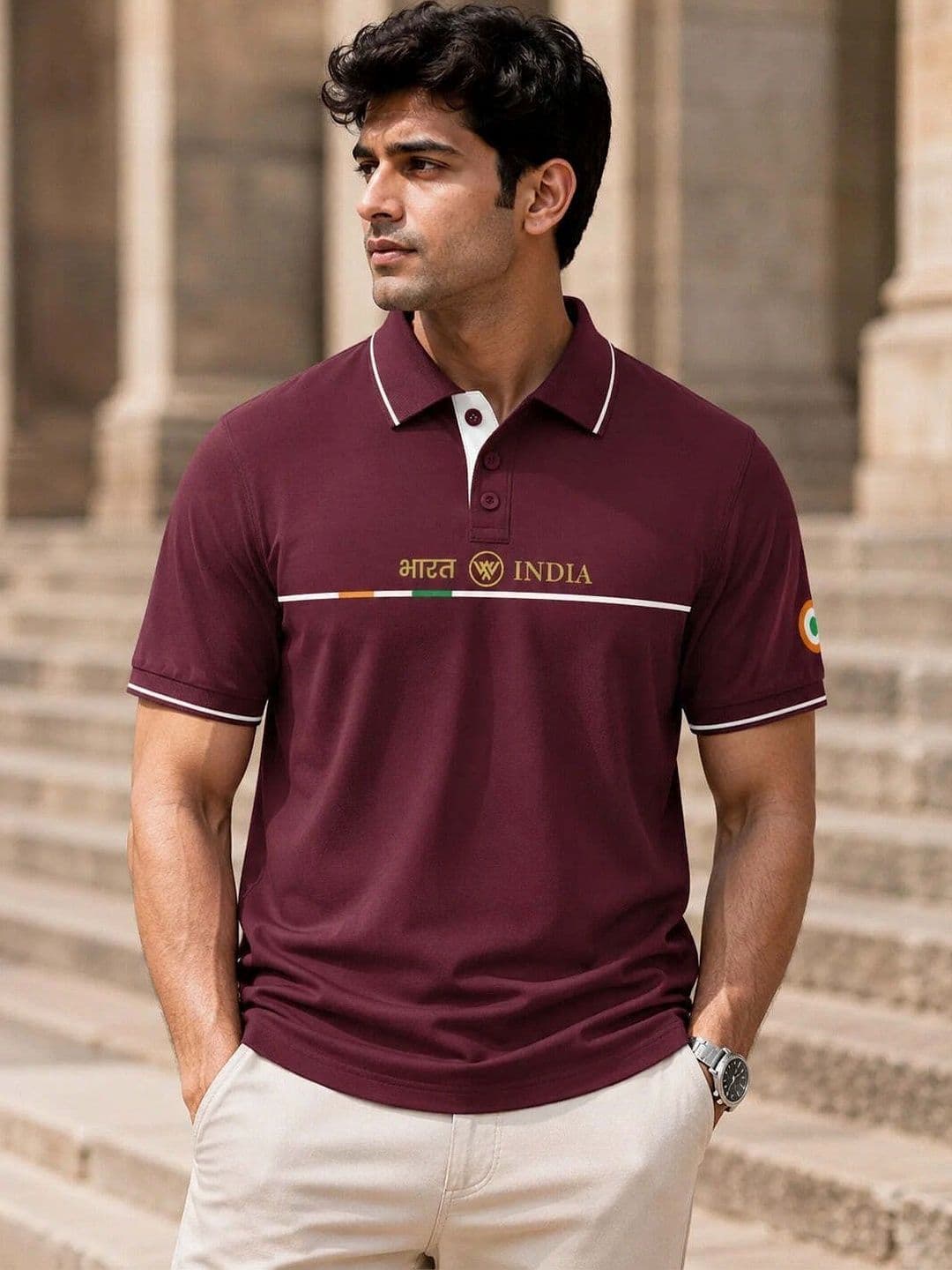 Warrior World Men Typography Printed Polo Collar Pure Cotton T-shirt thumbnail 5