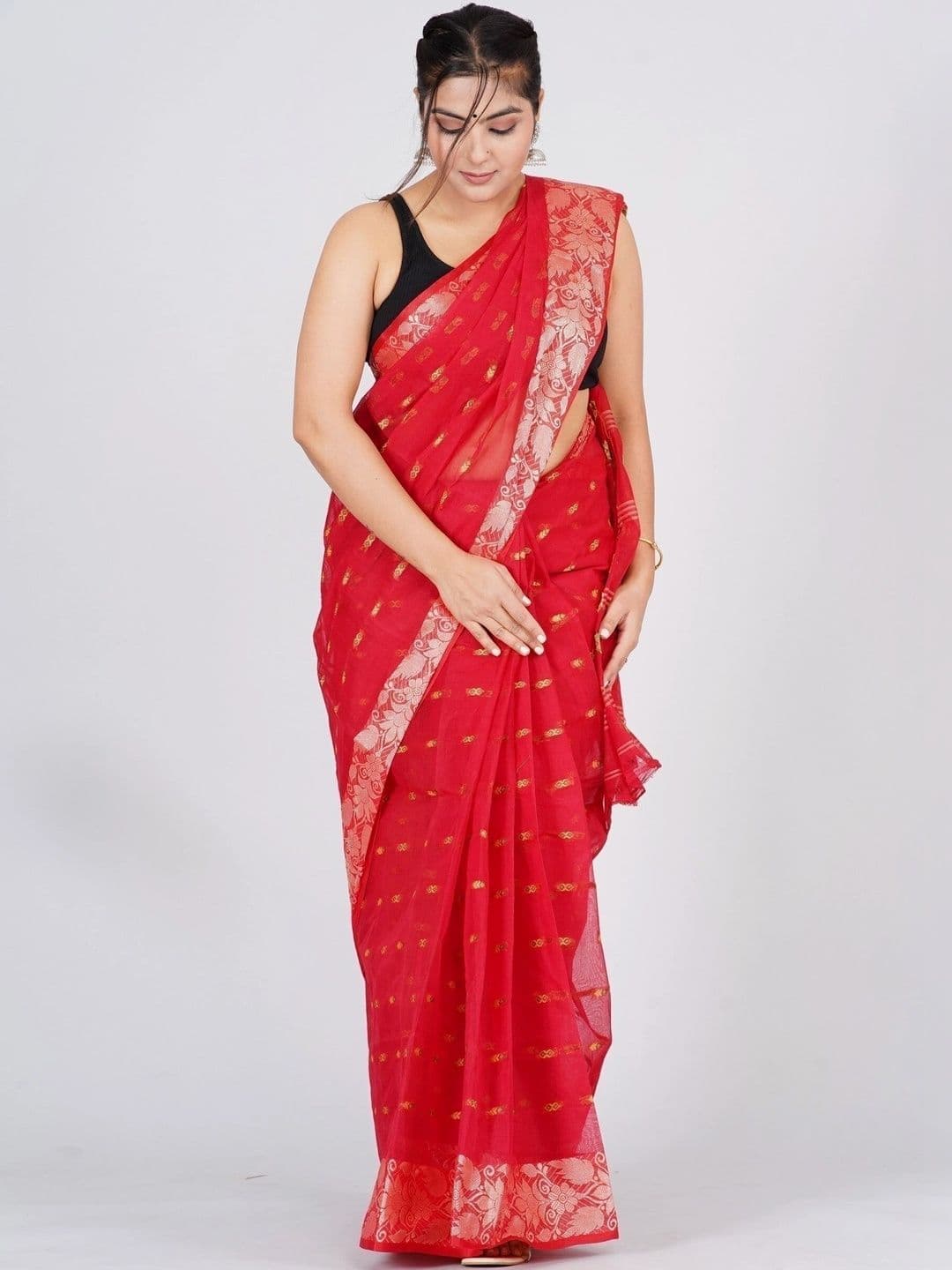 TANTSHREE Woven Design Zari Pure Cotton Saree thumbnail 3