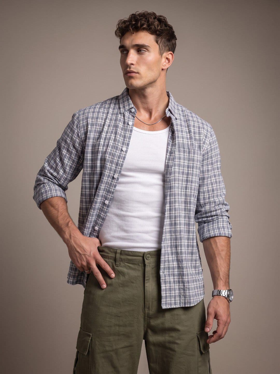 glitchez Pure Cotton Checked Relaxed Fit Casual Shirt - view 1