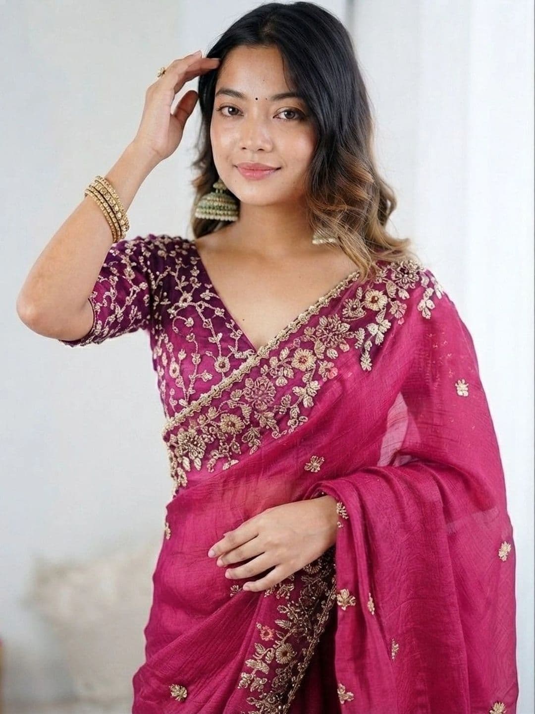 Mitera Embellished Beads and Stones Art Silk Heavy Work Saree thumbnail 2