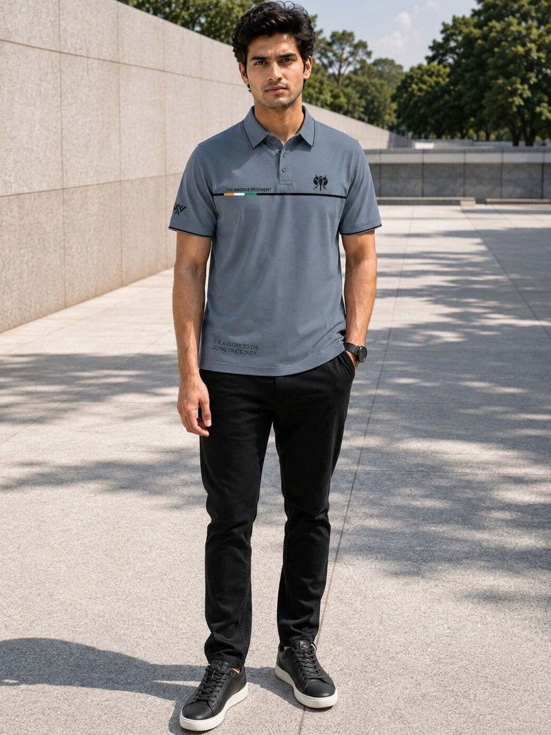 Warrior World Men Typography Printed Polo Collar T-shirt thumbnail 7