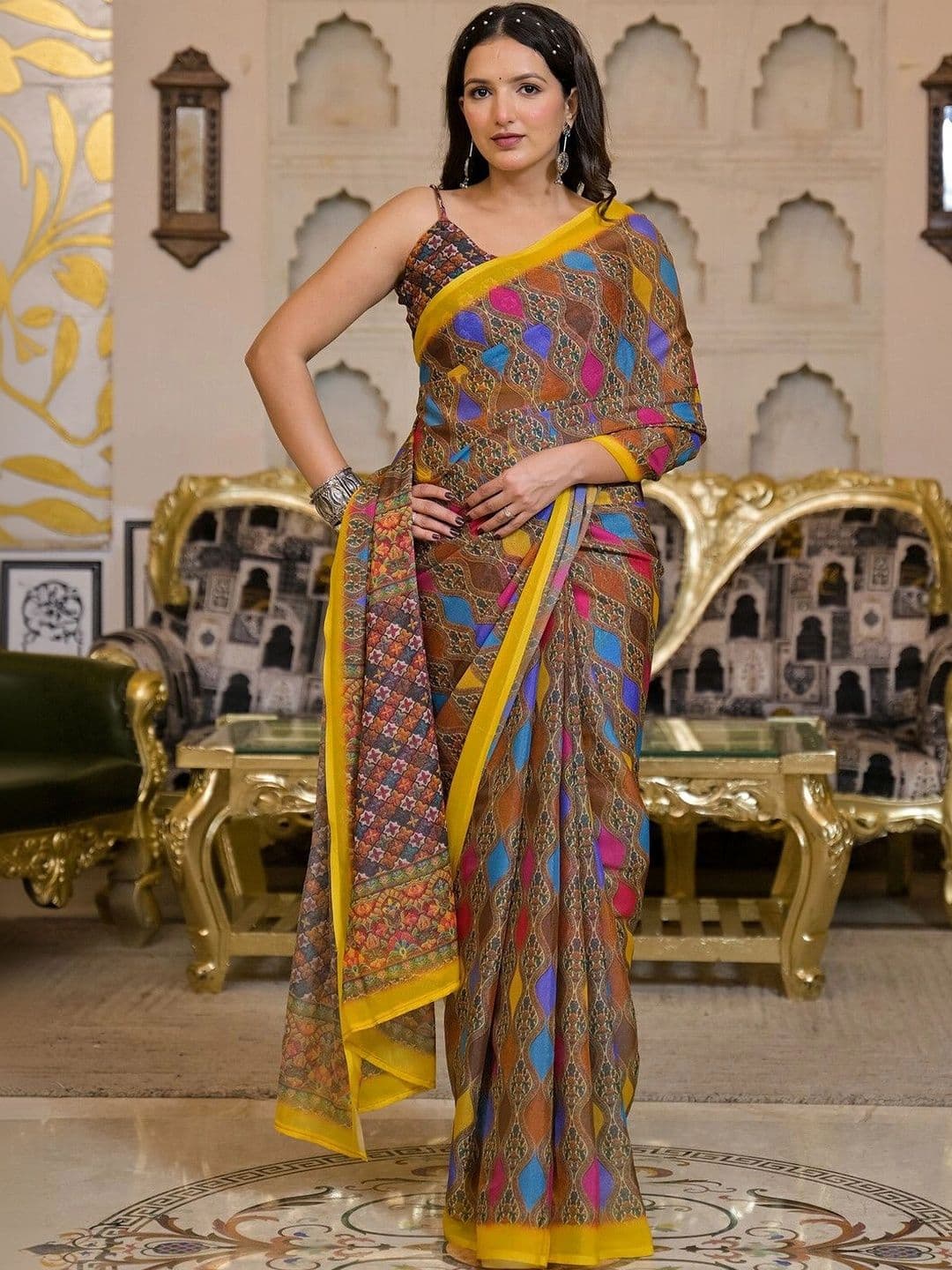 KALINI Woven Design Pure Georgette Saree thumbnail 4