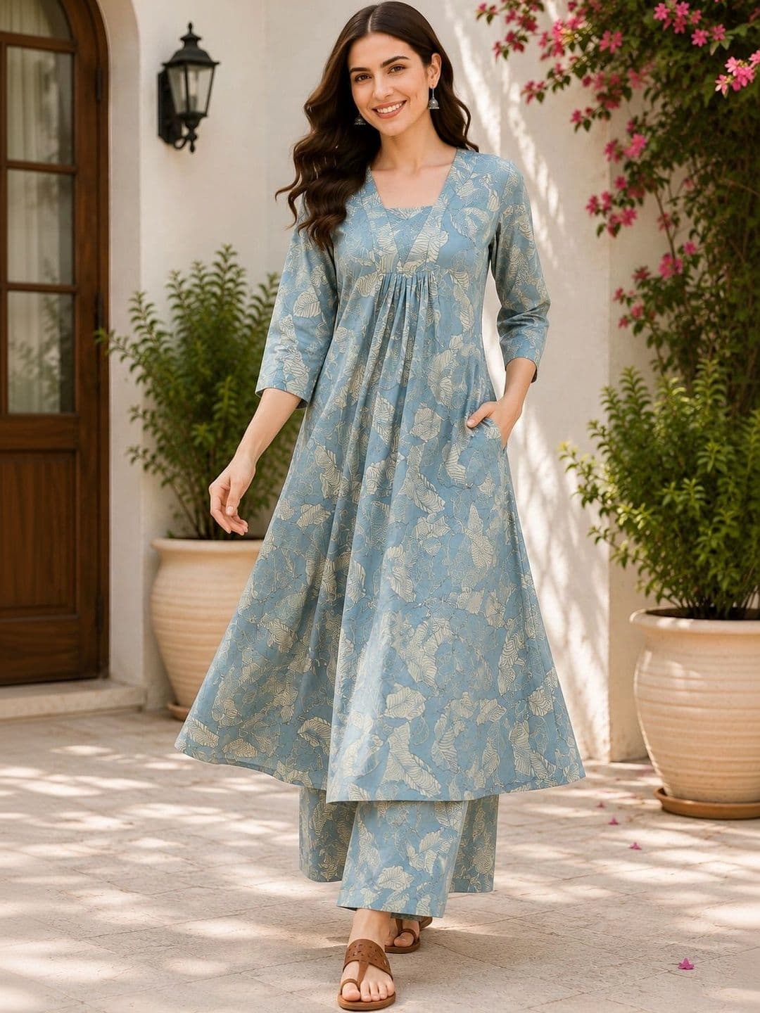 HIVA TRENDZ Women Floral Printed Empire Kurta with Palazzos - view 1