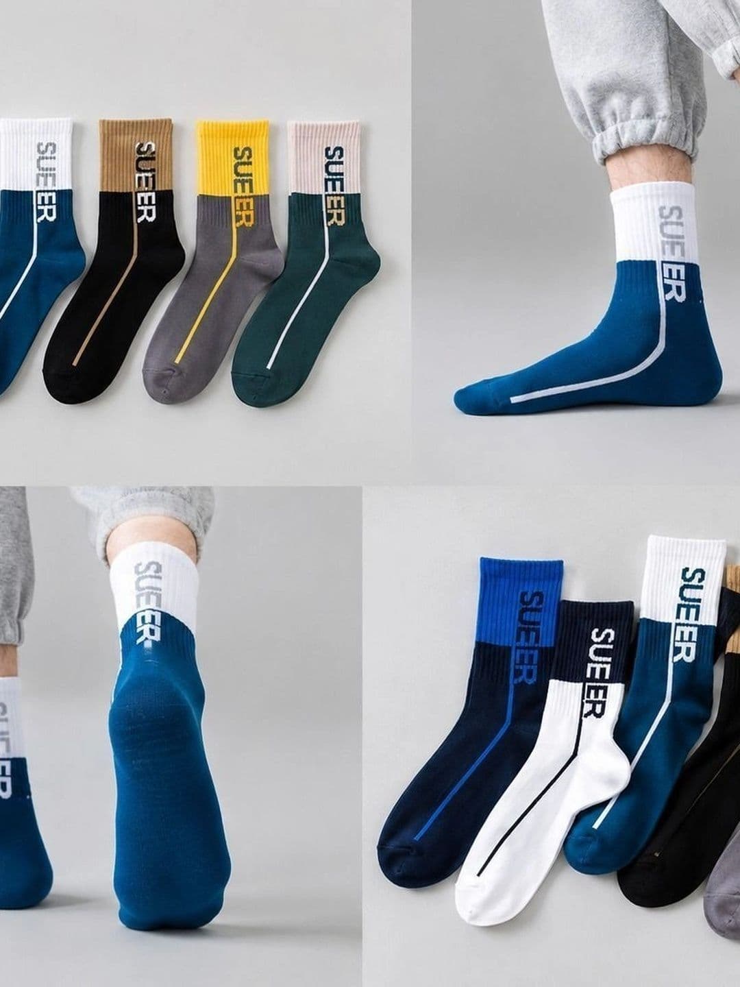 REDCARP Men Pack of 6 Cotton Colourblocked Above Ankle Socks thumbnail 5
