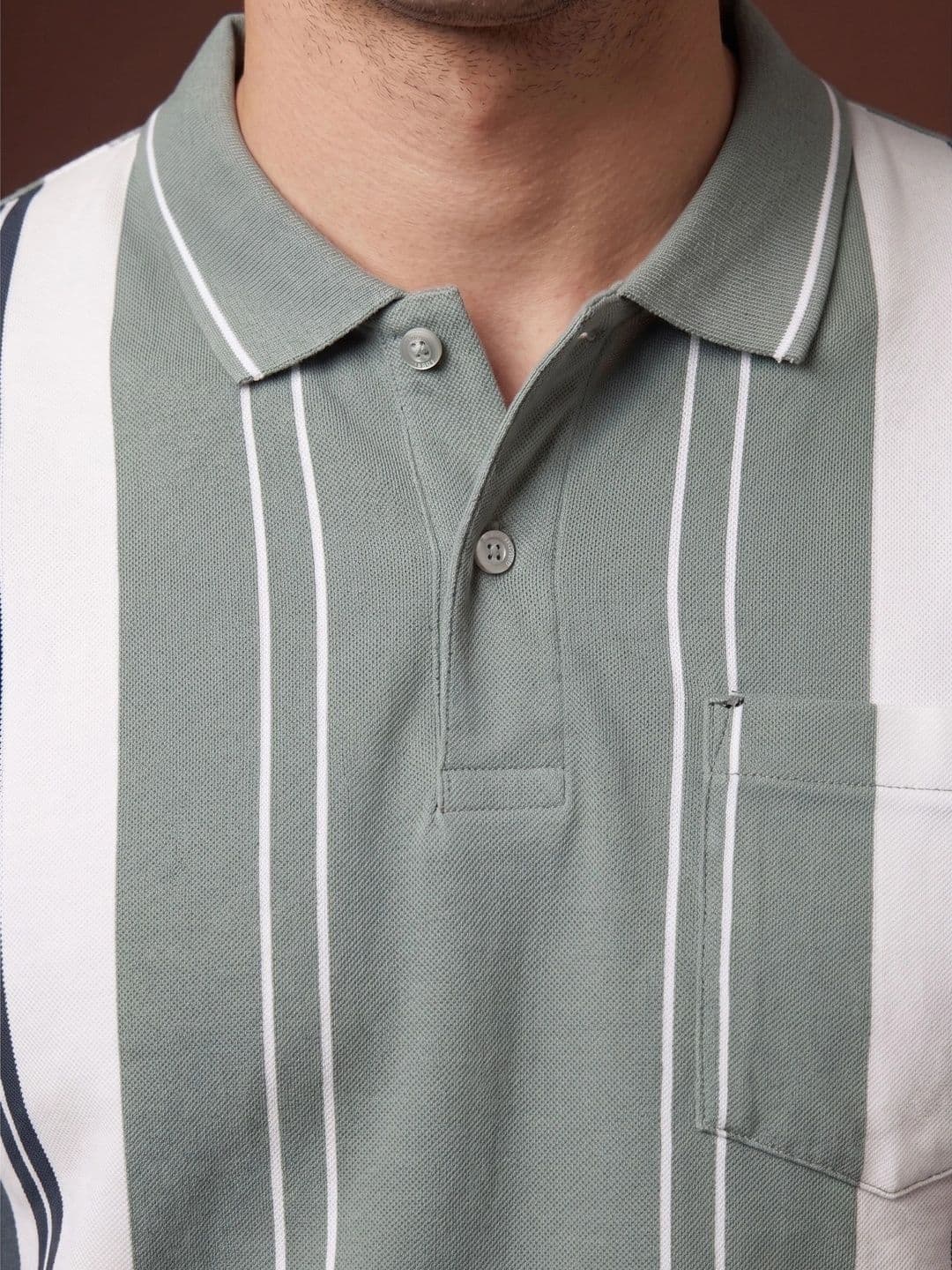 Roadster Men Striped Polo Collar Pockets T-shirt thumbnail 3
