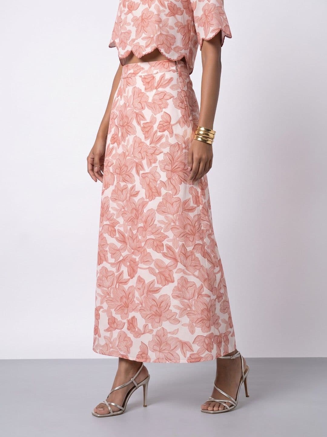 Phosphorus Women Floral Printed Midi A-Line Skirt - view 1
