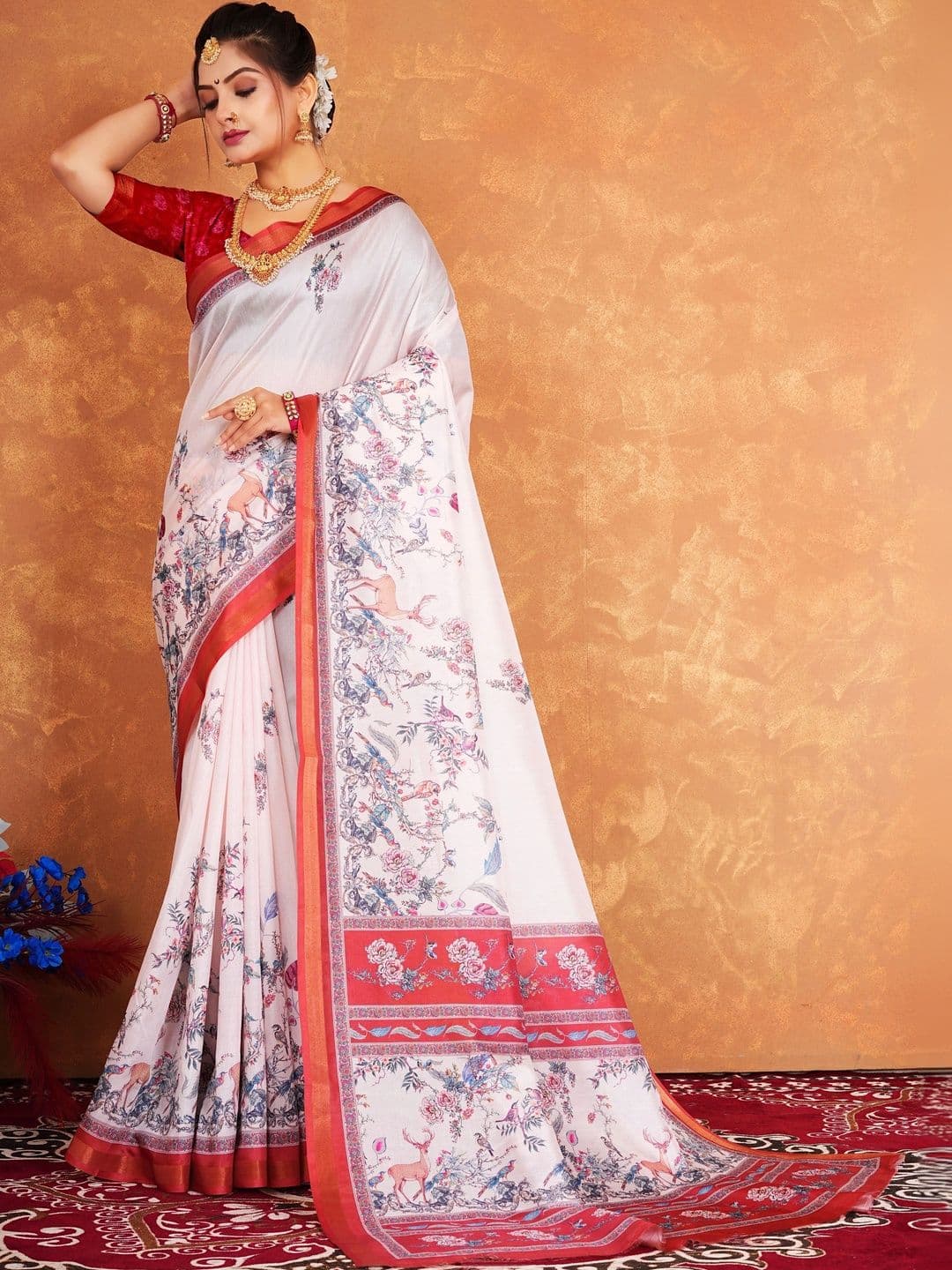 NARIVESH TRENDS Floral Art Silk Saree thumbnail 2