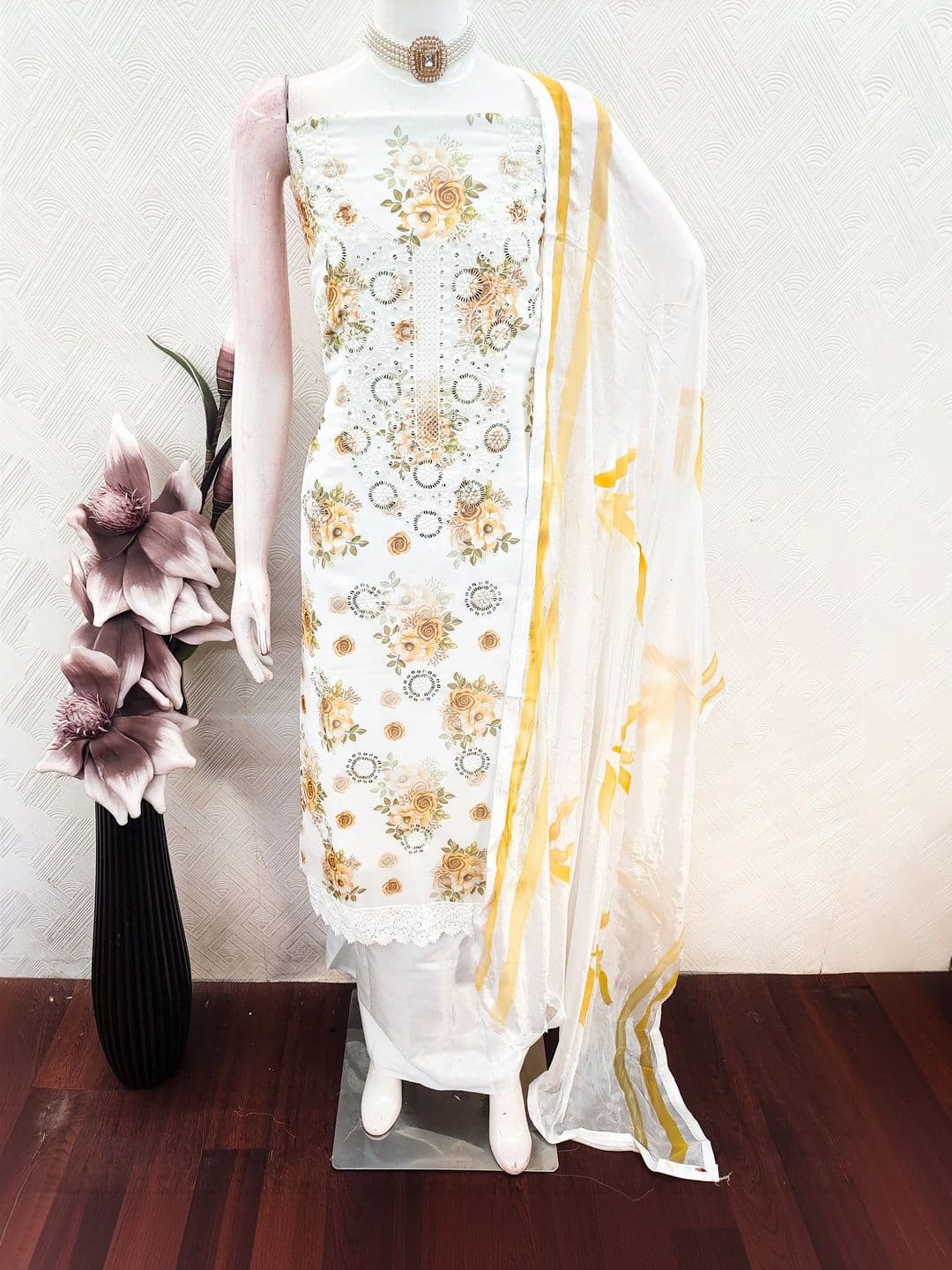 KALINI Printed Silk Georgette Semi-Stitched Dress Material - view 1
