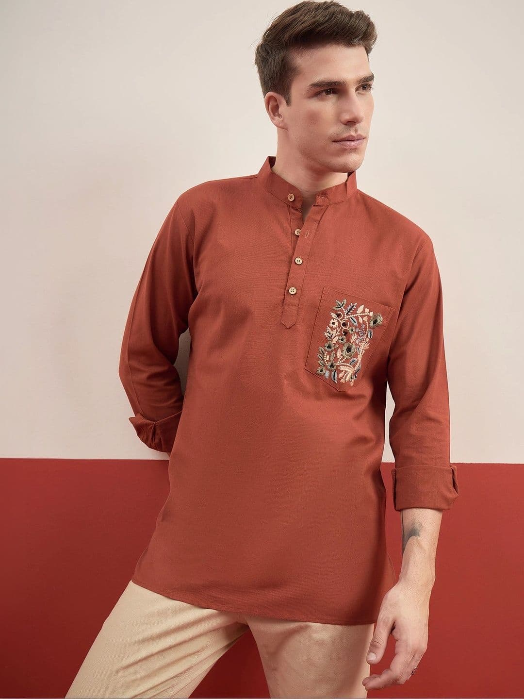SOURAGYA Men Embroidered Thread Work Kurta thumbnail 7