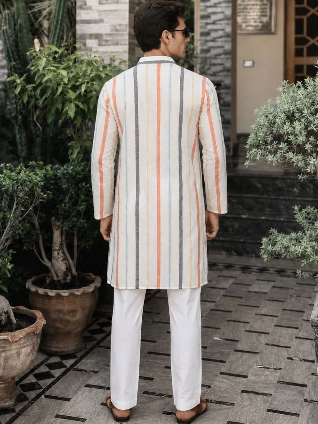 Anouk Men Cotton Striped Kurta thumbnail 2