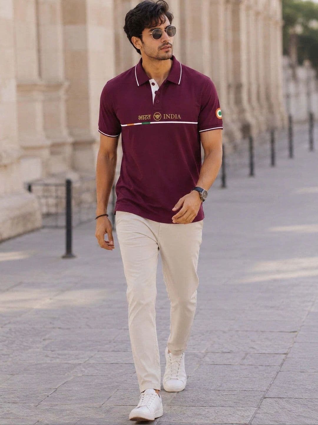 Warrior World Men Typography Printed Polo Collar Pure Cotton T-shirt thumbnail 6