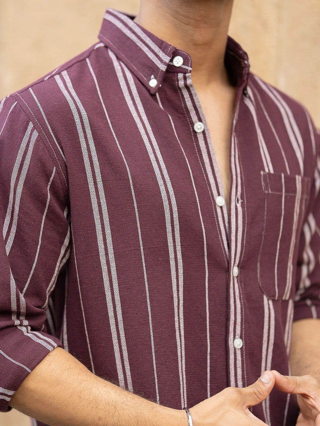 Powerlook Men Striped Spread Collar Cotton Casual Shirt thumbnail 2