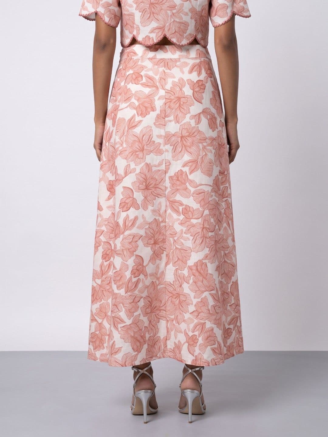 Phosphorus Women Floral Printed Midi A-Line Skirt thumbnail 2