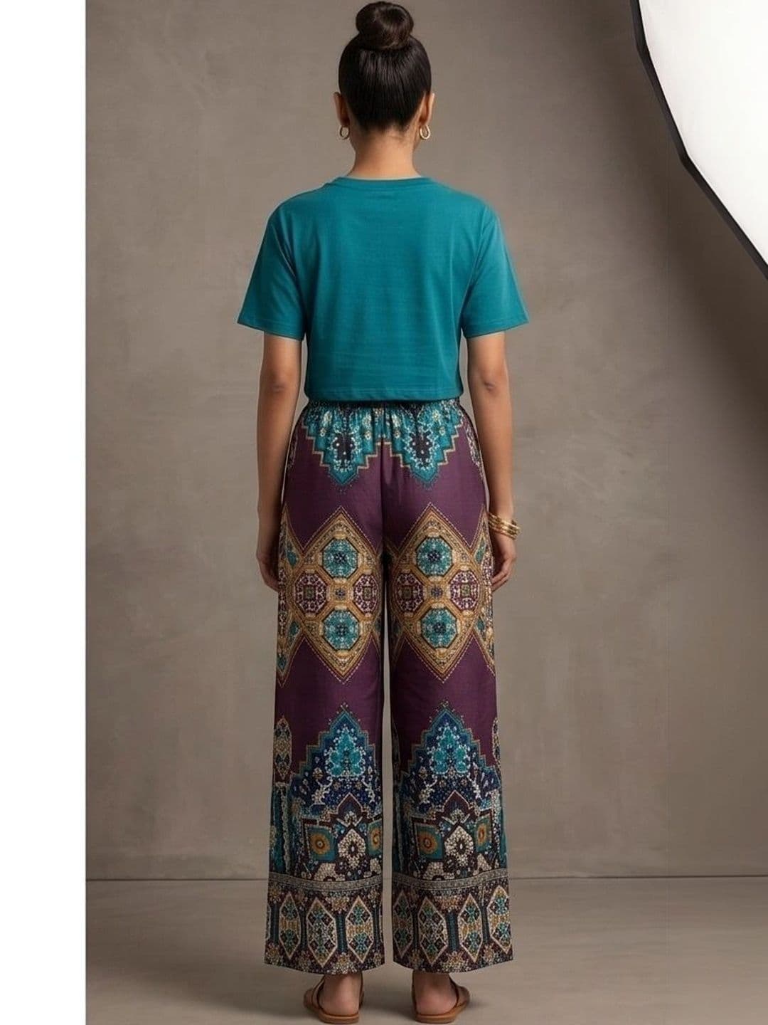 AVEE FASHION Women Ethnic Motifs Printed Knitted Ethnic Palazzos thumbnail 4
