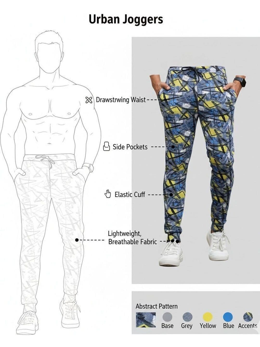 24 Street Men Jogger Mid-Rise Printed Jeans thumbnail 3