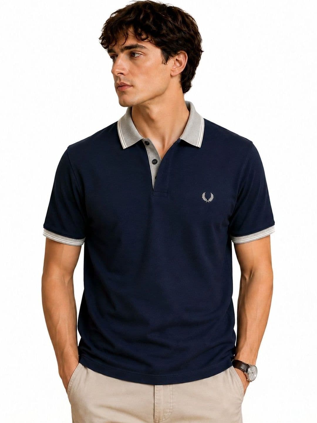 Here & Now X Raves Men Brand Logo Polo Collar T-shirt - view 1