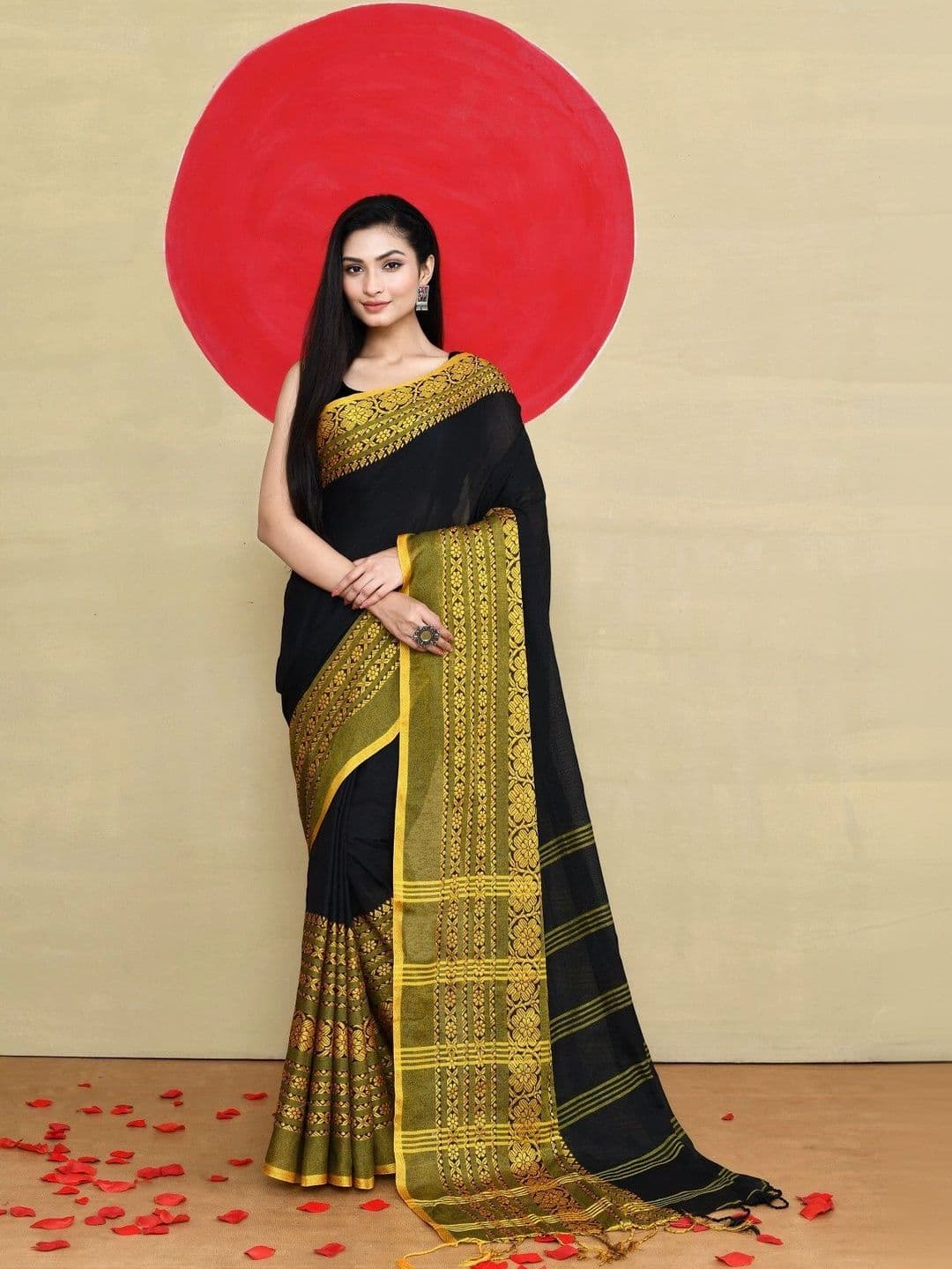 TANTSHREE Woven Design Zari Pure Cotton Saree - view 1