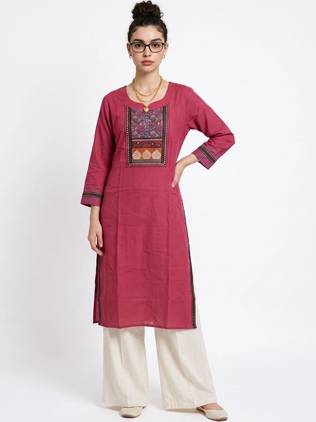 Pehroam Women Ethnic Motifs Embroidered Thread Work Kurta thumbnail 3
