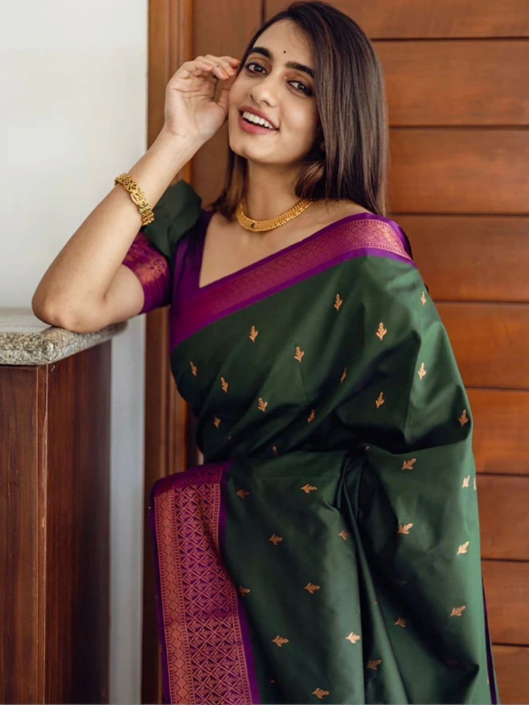 revika Woven Design Zari Art Silk Designer Kanjeevaram Saree thumbnail 5