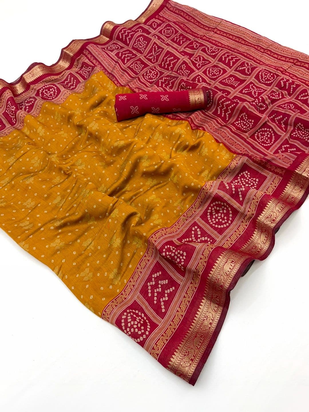 NARIVESH TRENDS Bandhani Zari Saree thumbnail 2