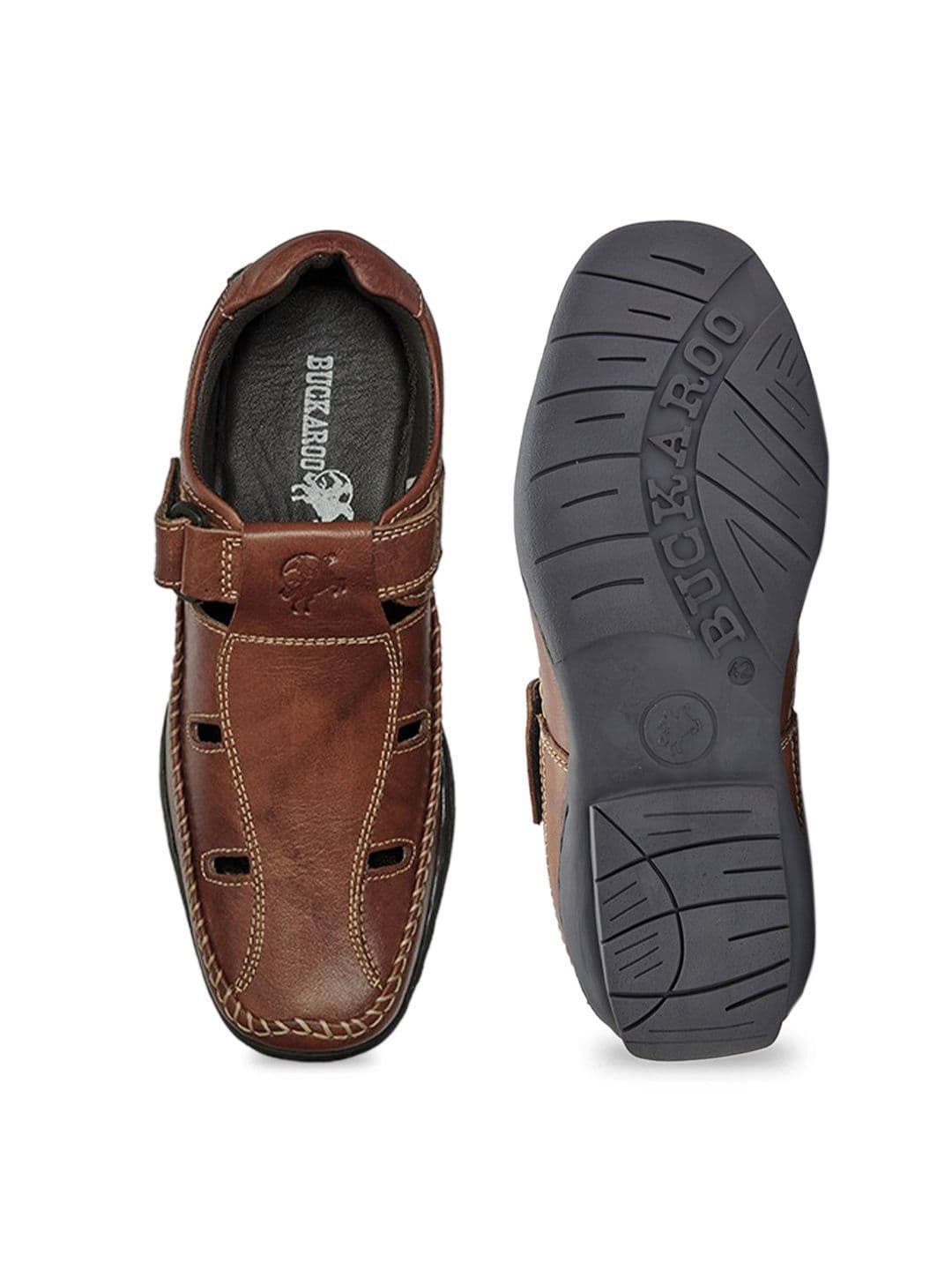 Buckaroo Men Tan Genuine Leather Comfort Sandals thumbnail 4