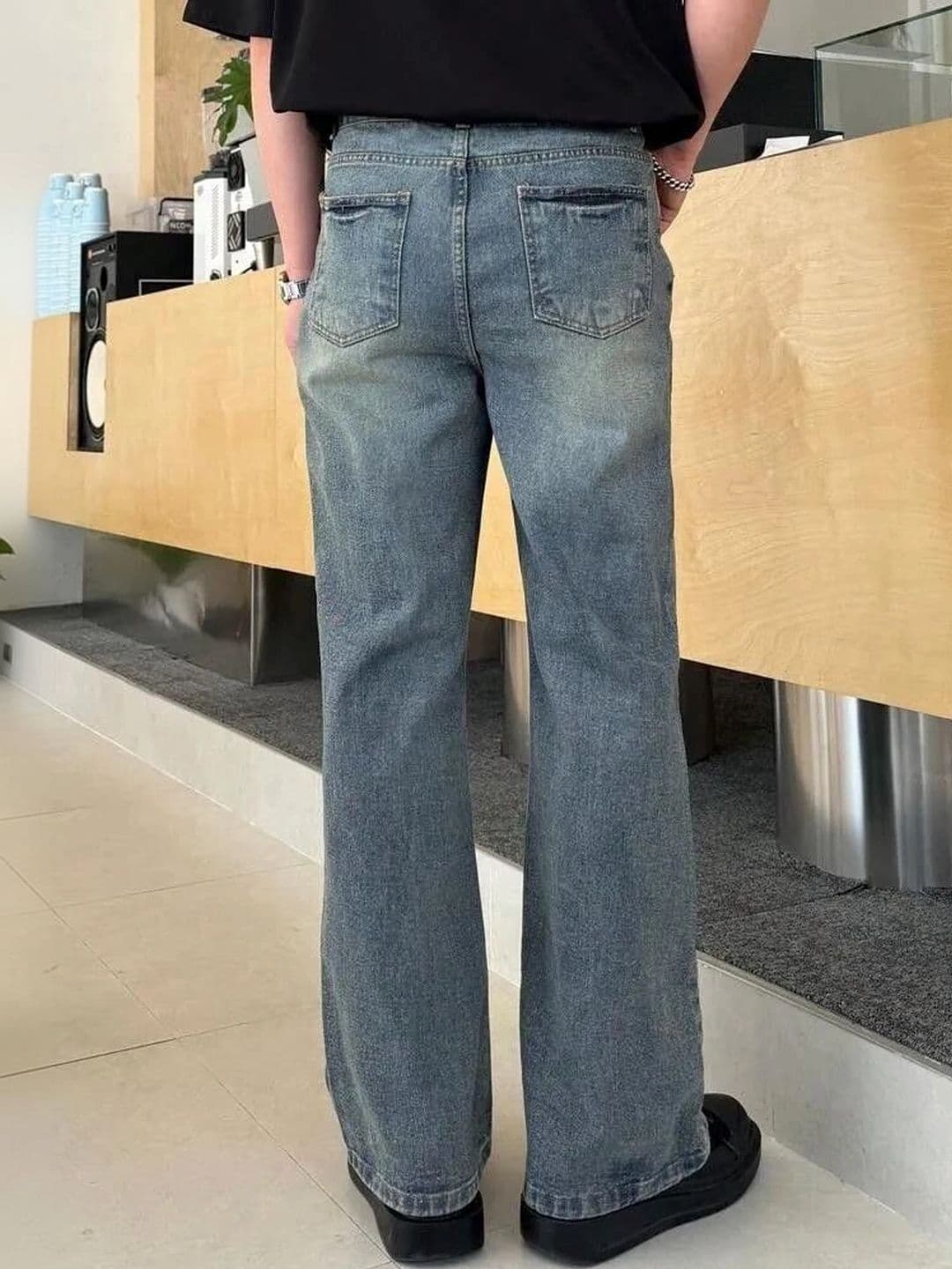 Stylecast X Kotty Men Wide Leg Mid-Rise Low Distress Stretchable Jeans thumbnail 6