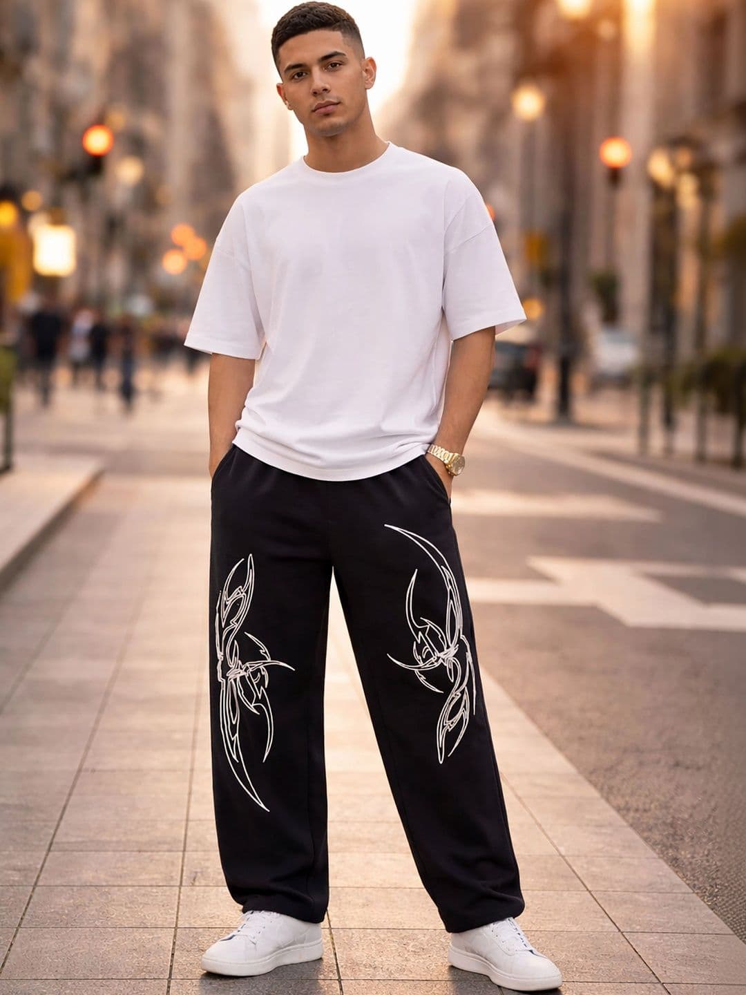 HERE&NOW Men Regular Fit Abstract Track Pants thumbnail 4