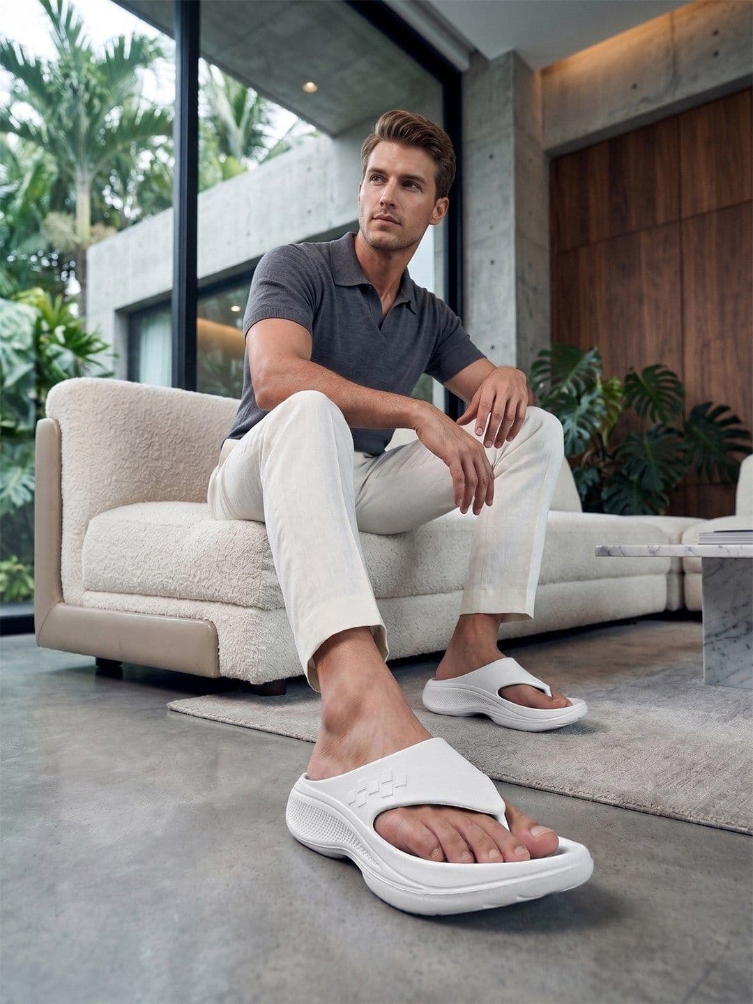 HRX by Hrithik Roshan Men Grey Thong Flip-Flops thumbnail 5