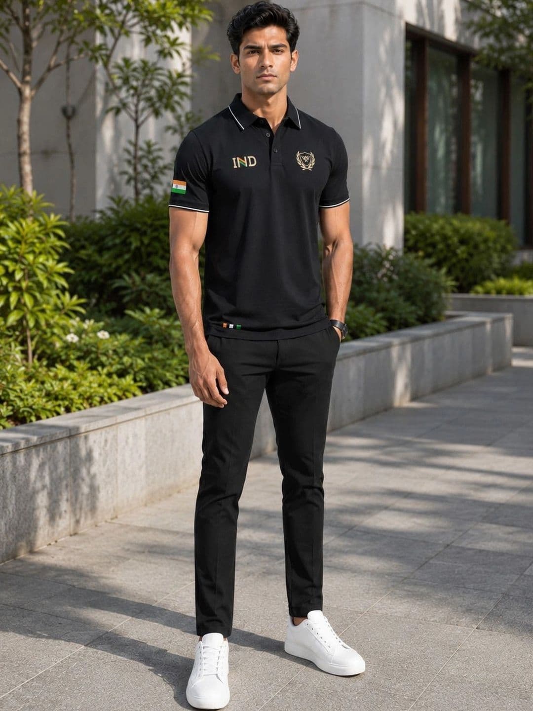 Warrior World Men Brand Logo Polo Collar T-shirt thumbnail 4