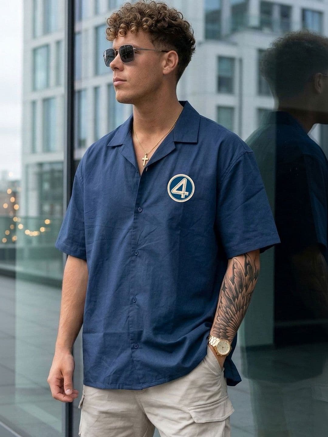 VEIRDO Oversized Camp Superhero Cotton Short Sleeves Fit Shirt thumbnail 2