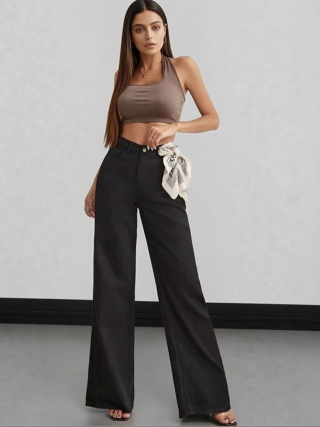 The Roadster Lifestyle Co Women Pure Cotton No Fade Clean Look Wide Leg Jeans - view 1
