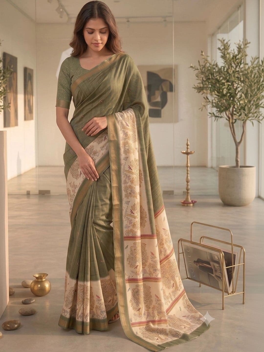 NARIVESH TRENDS Kalamkari Art Silk Saree - view 1