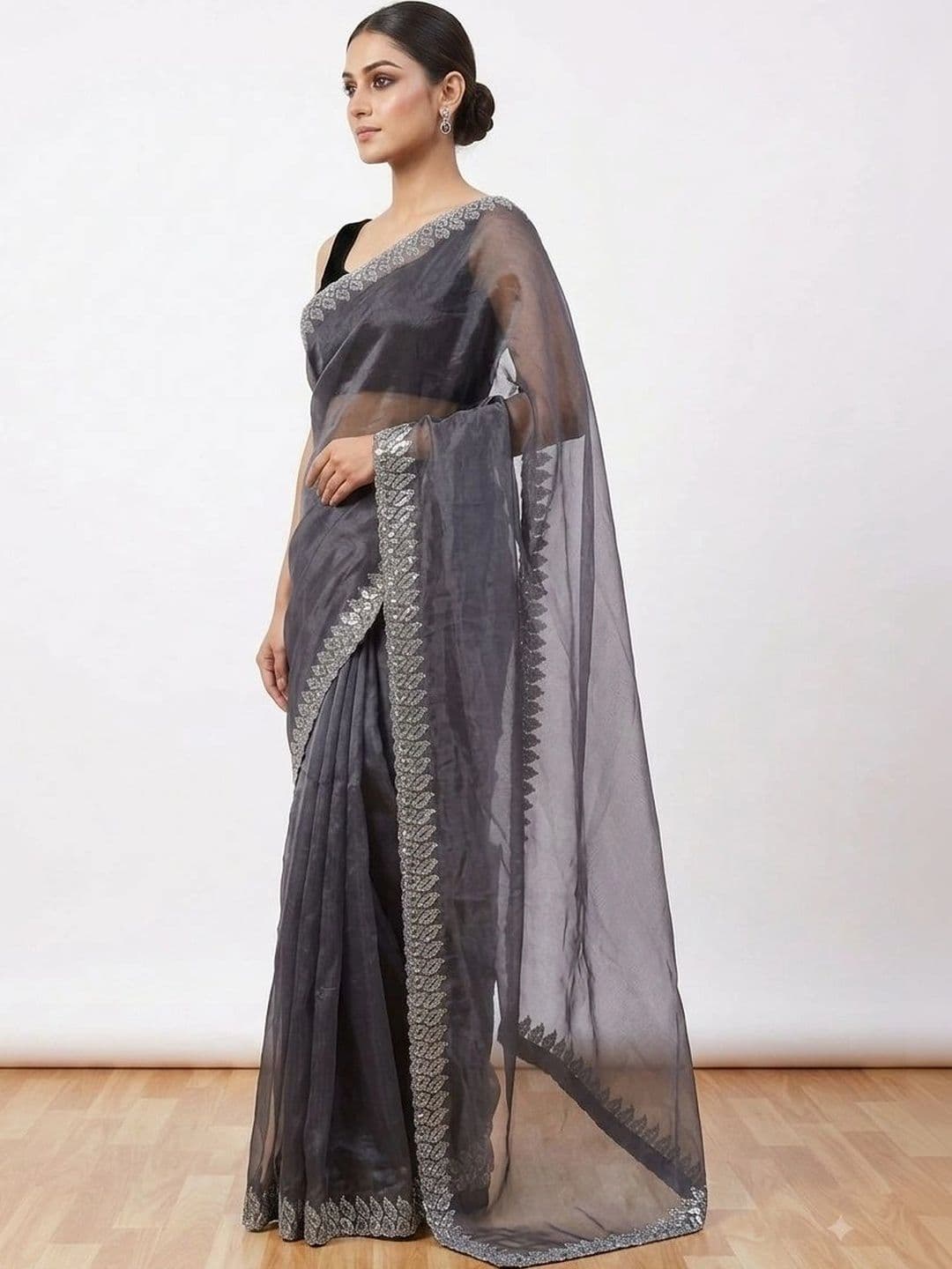 DEVI FASHIONS LLP Ethnic Motifs Tissue Saree thumbnail 3