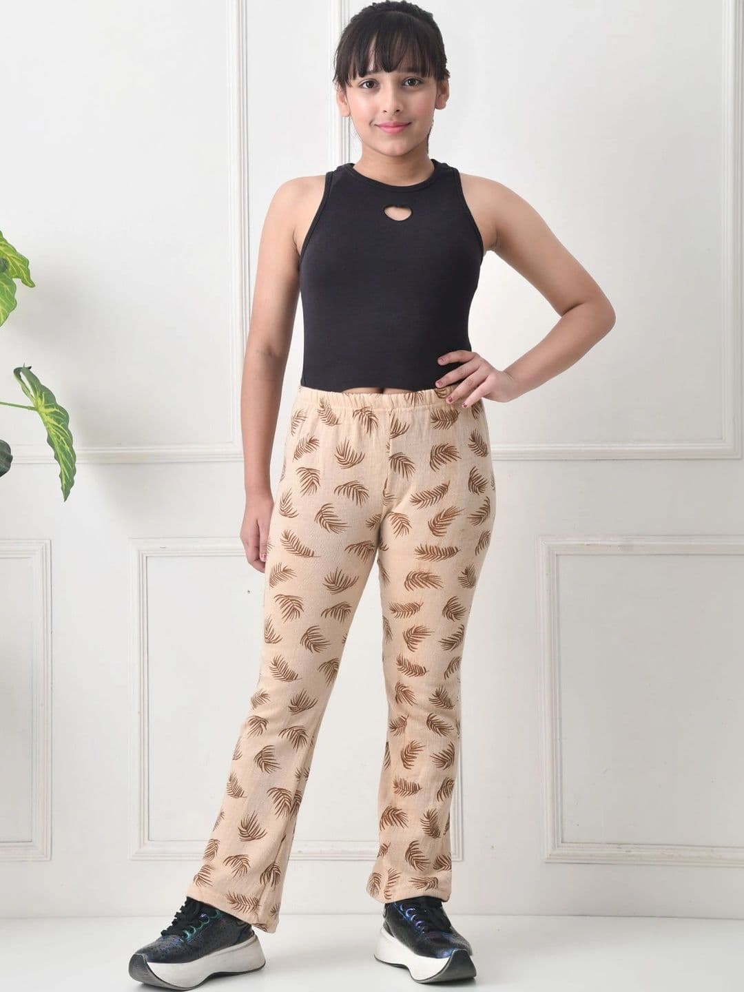 BAESD Girls 2 Floral Printed Knitted Palazzos thumbnail 5