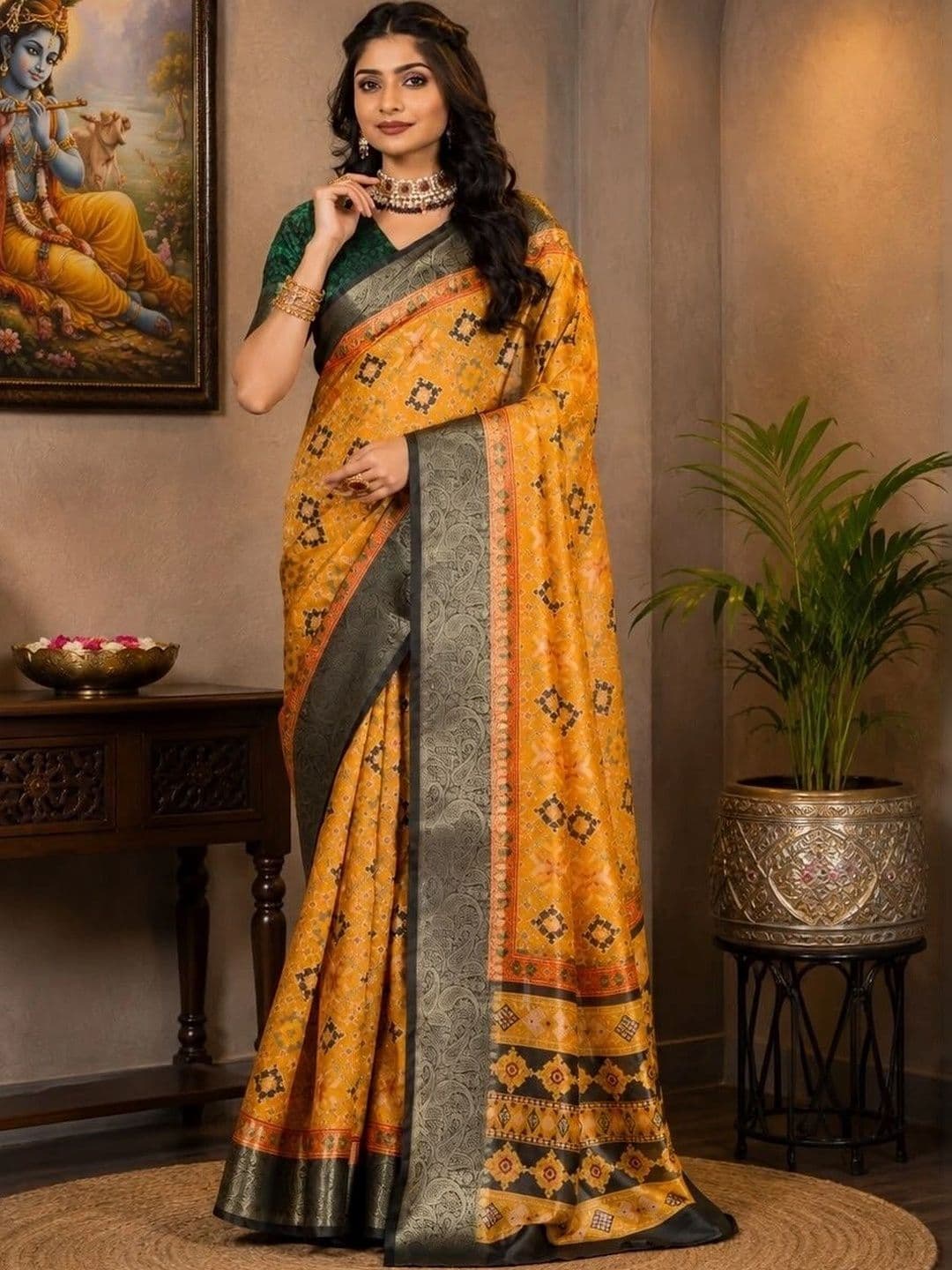 Sampada india Women Floral Silk Blend Saree - view 1