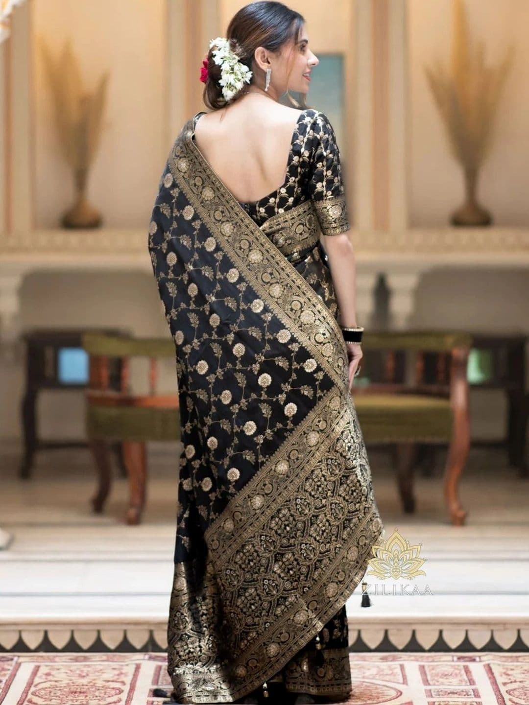 revika Woven Design Zari Art Silk Designer Kanjeevaram Saree thumbnail 2