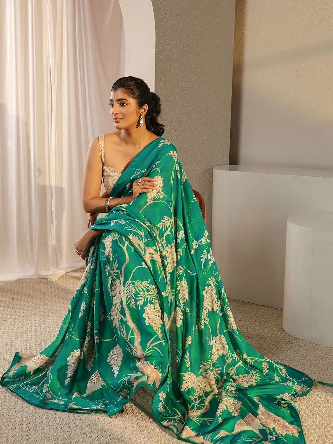 Libas Floral Pure Georgette Saree - view 1
