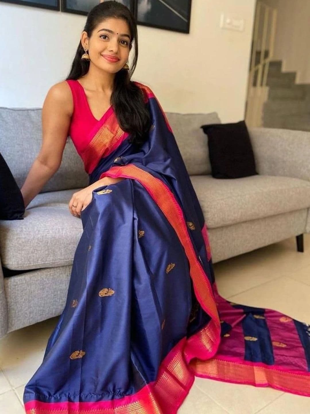 revika Woven Design Zari Art Silk Designer Kanjeevaram Saree thumbnail 7