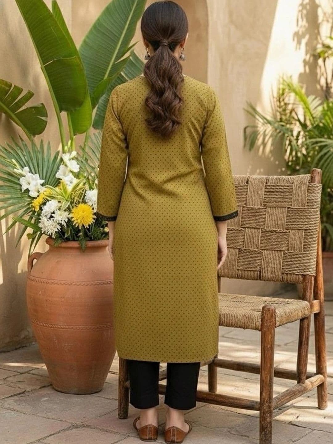Sypher Boutique Women Ethnic Motifs Printed Regular Thread Work Pure Cotton Kurta with Trousers & With thumbnail 4