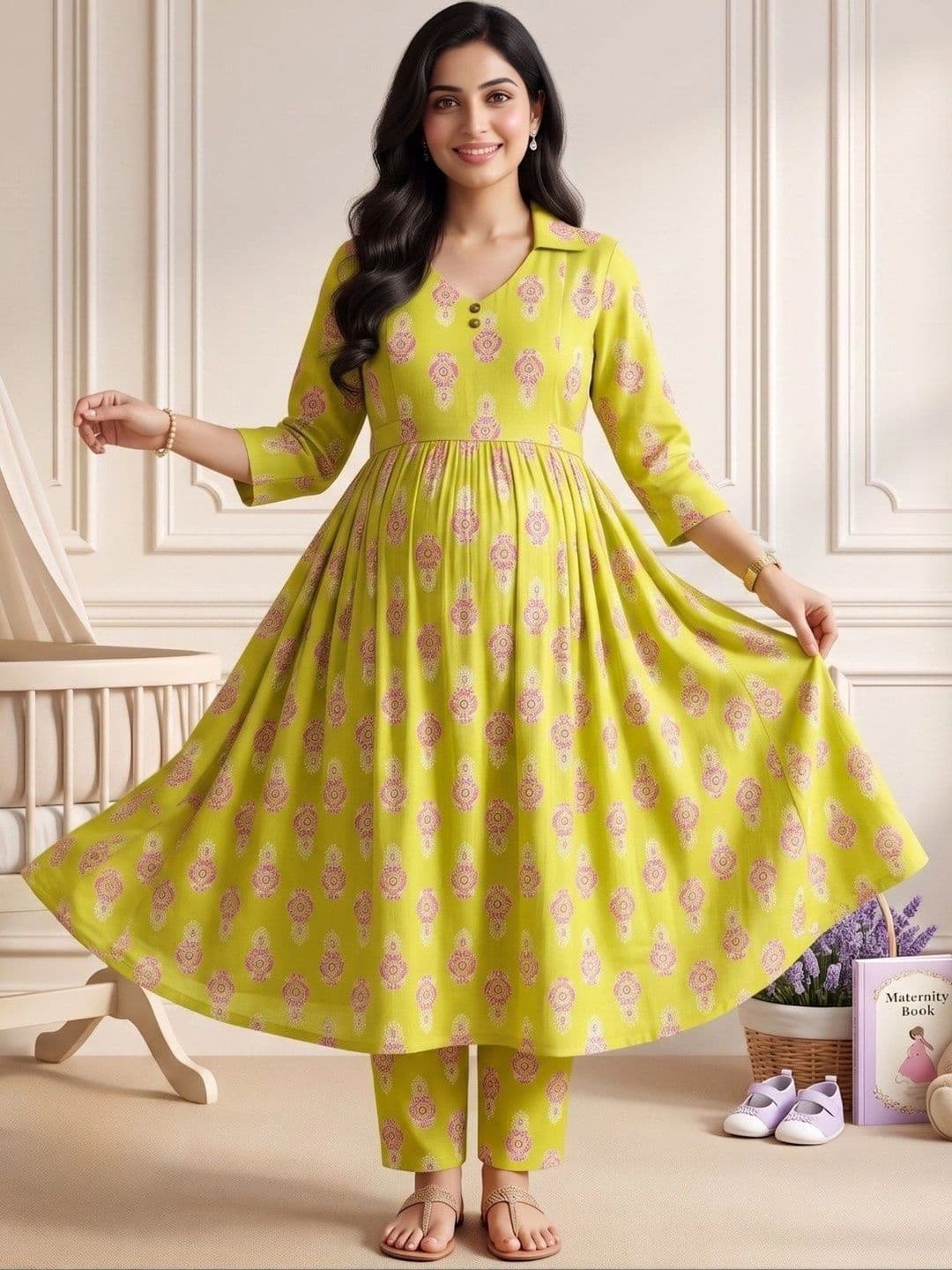DUMMY SHAPE Women Ethnic Motifs Printed Empire Kurta with Trousers thumbnail 5