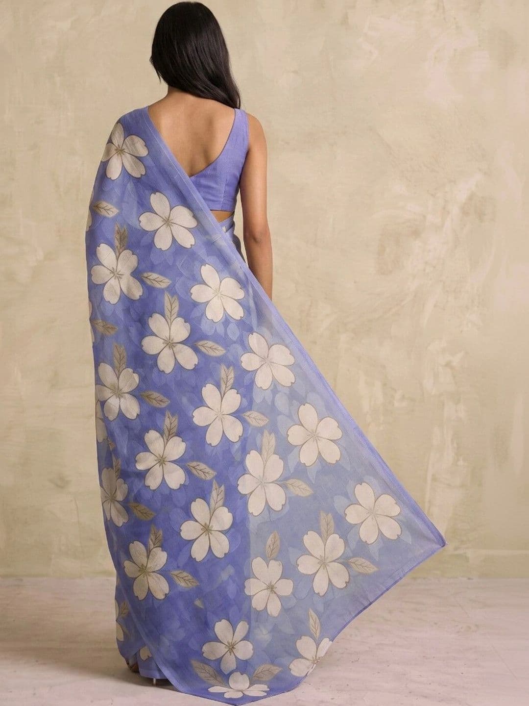 SAARA Floral Pure Chiffon Saree thumbnail 6