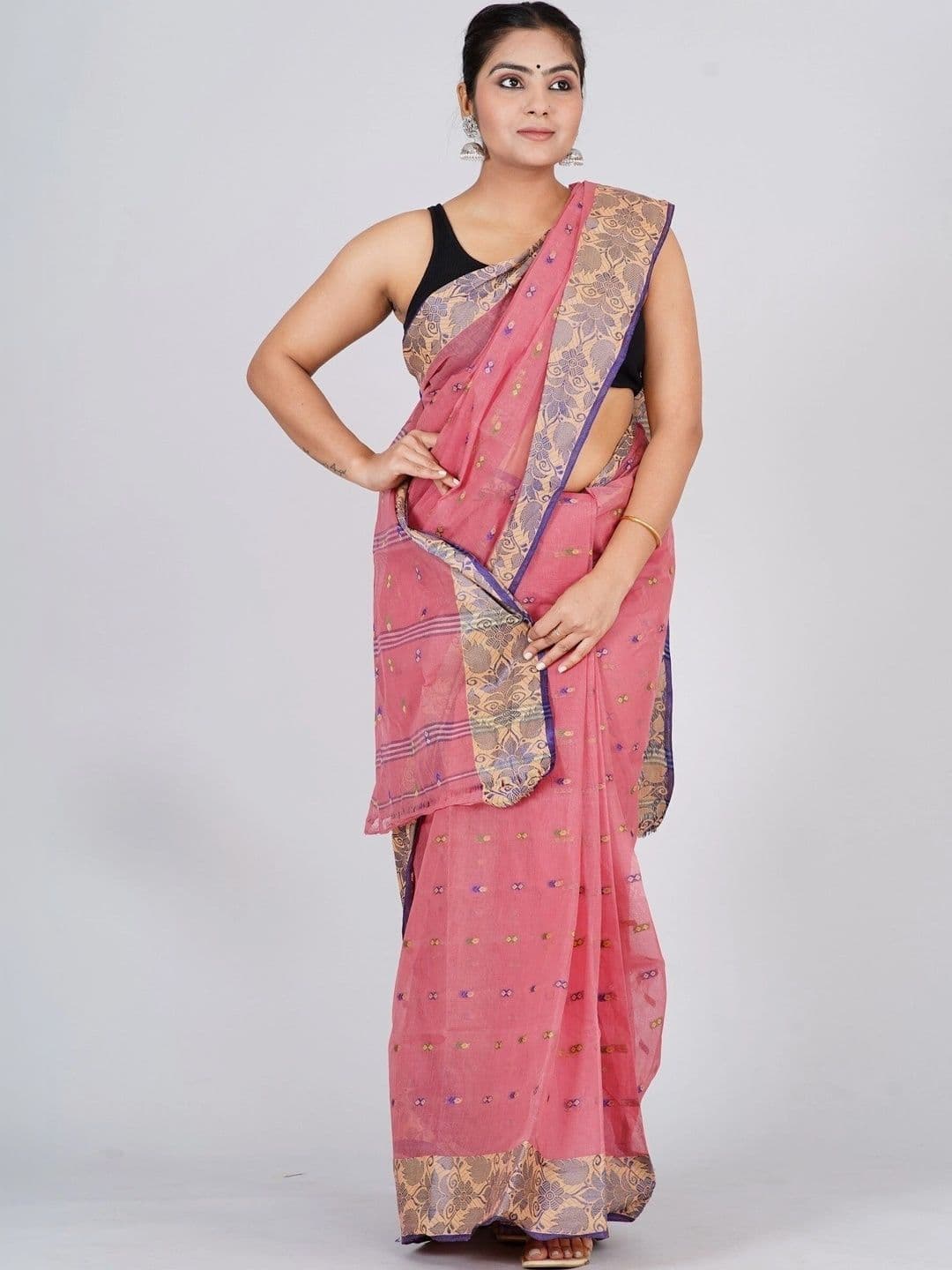 TANTSHREE Woven Design Zari Pure Cotton Saree thumbnail 4