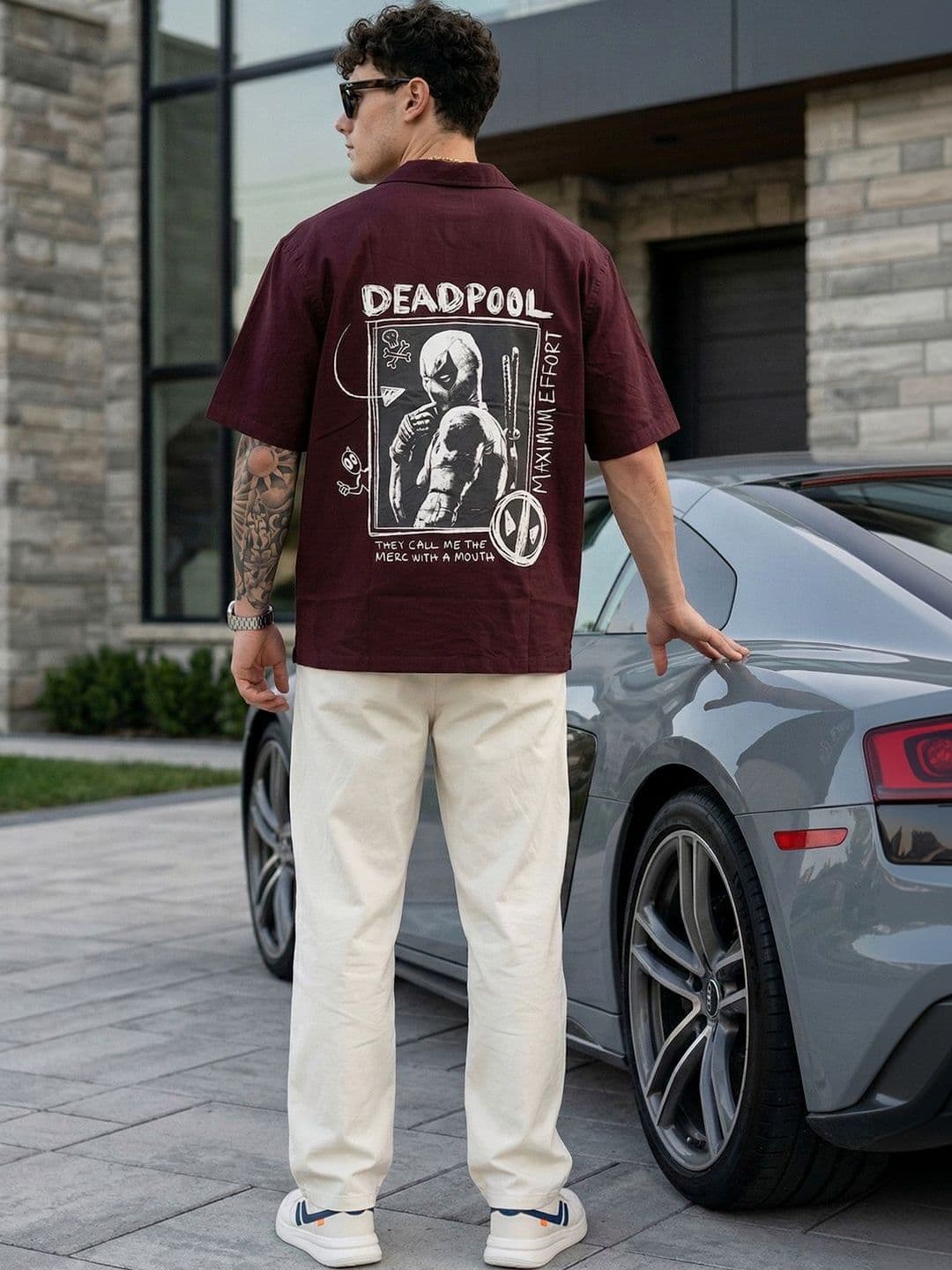 VEIRDO Oversized Camp Superhero Cotton Short Sleeves Fit Shirt thumbnail 5