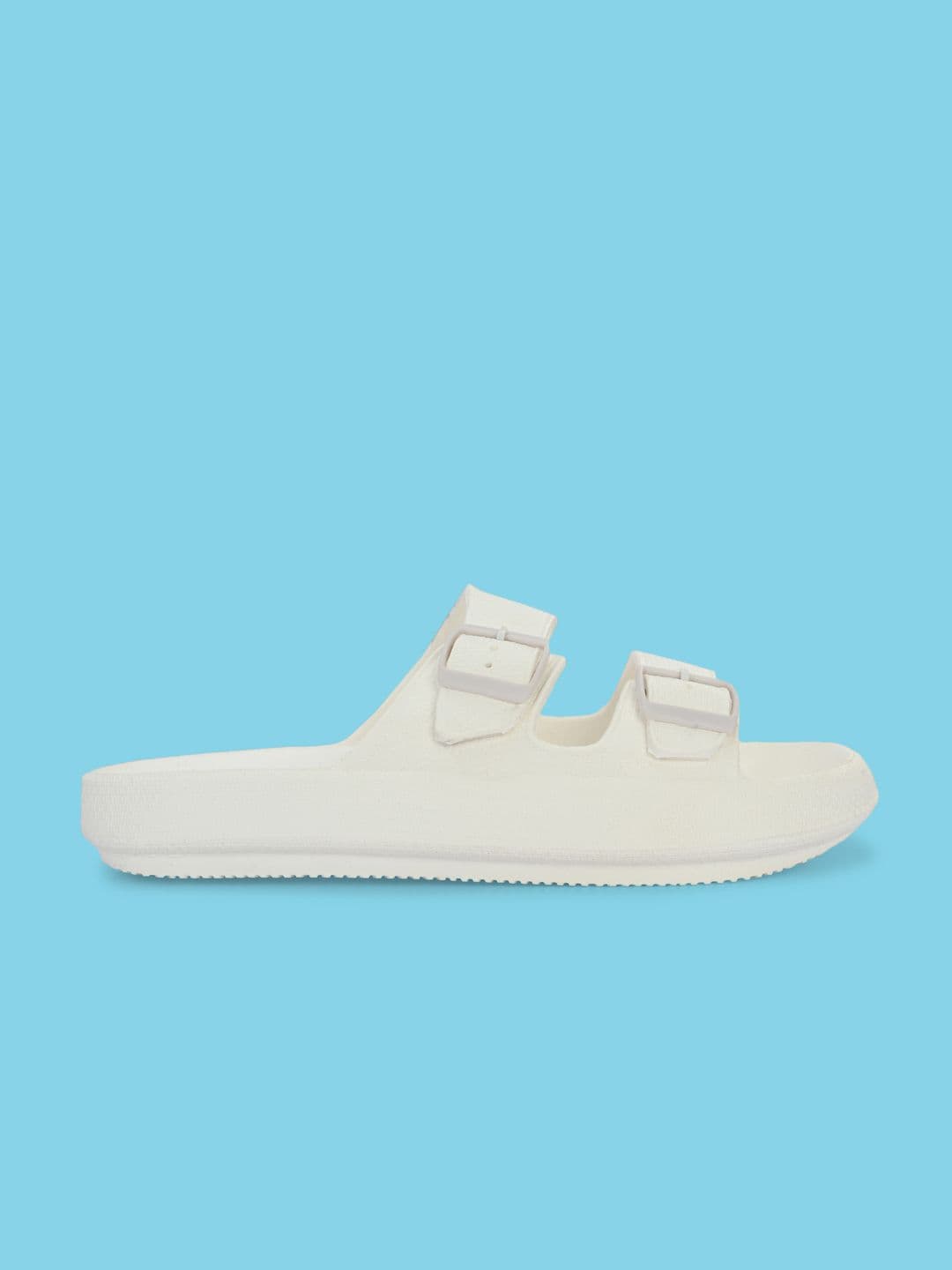 HRX by Hrithik Roshan Men White Two Strap Rubber Sliders With Buckle Detail thumbnail 7