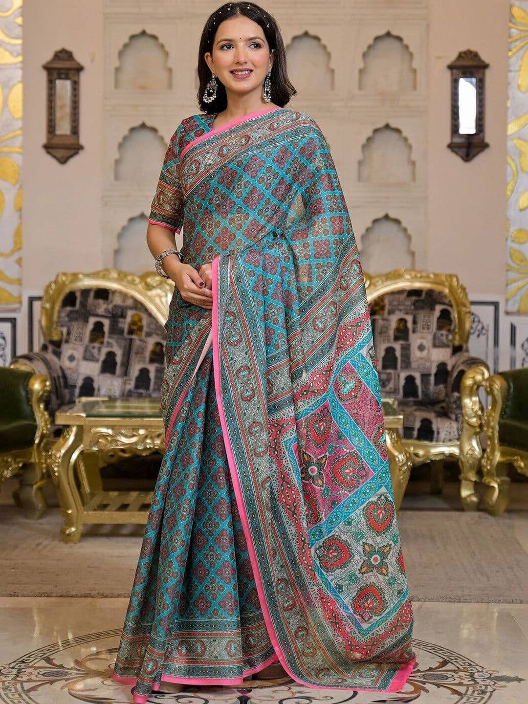 KALINI Woven Design Pure Georgette Saree thumbnail 4