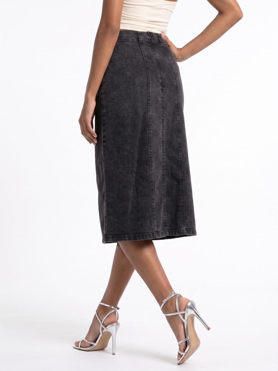 glitchez Women Washed Midi A-Line Skirt thumbnail 4