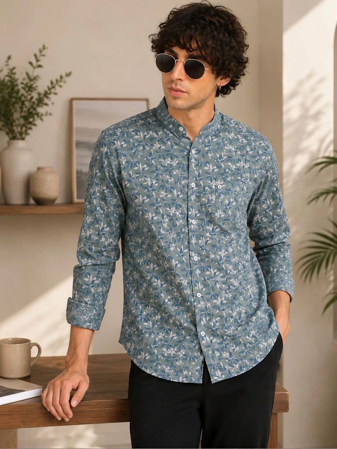 AGNIVAR COLLECTION Men Tailored Fit Floral Semi Sheer Printed Casual Shirt - view 1