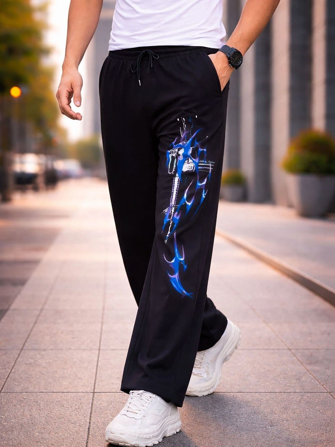 HERE&NOW Men Regular Fit Graphic Print Training Track Pants thumbnail 3