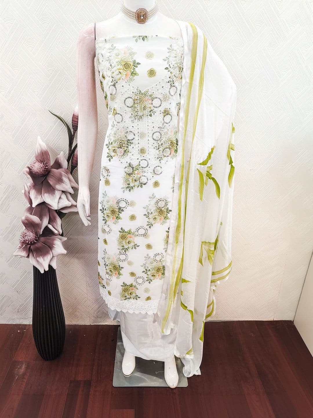 KALINI Printed Silk Georgette Semi-Stitched Dress Material thumbnail 4