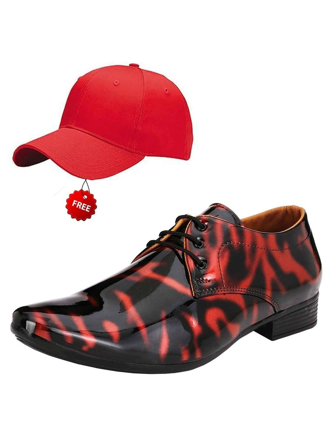 Vitoria Men Printed Formal Derbys With Stylish Cap - view 1